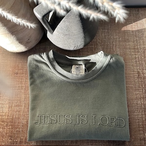 Embroidered Jesus is Lord Comfort Colors Tshirt | Christian Tshirt | Faith Tshirt | Embroidered Christian Tee | Faith based apparel | Comfy