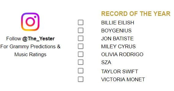 2024 Grammy Ballot PDF UPDATED - Etsy