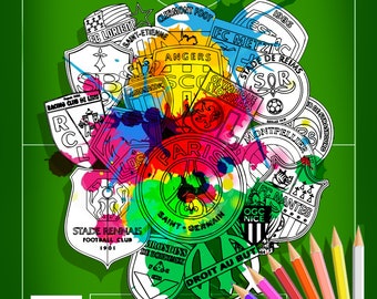 French FOOTBALL teams coloring book: Have fun coloring the crests of the biggest FOOTBALL teams in Ligue 1