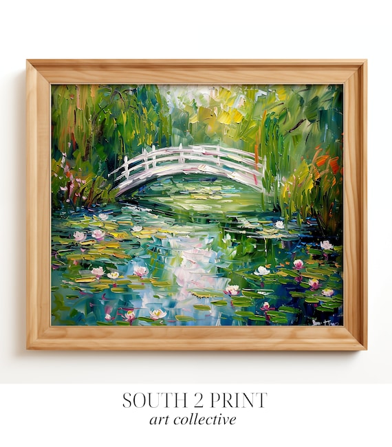 Monet Water Lily Pond Print | Japanese Bridge, Weeping Willow