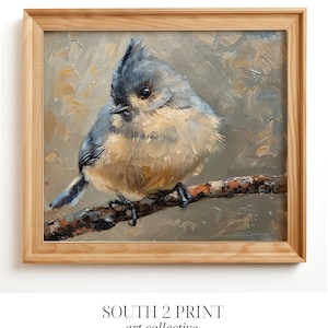 PRINTABLE Tufted Titmouse Watercolor |  Oil Painting | bird lover gift | Wall Art | Decor Digital Download Art Print | South 2 Print Art