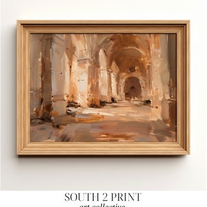 PRINTABLE Interior of an Old Cathedral Vintage | Oil Painting Canvas | Abstract Wall Art | Digital Download Art Print | South 2 Print Art
