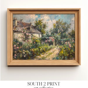 Dipinto di Monet nel giardino / Arte impressionista del giardino di rose (download digitale)