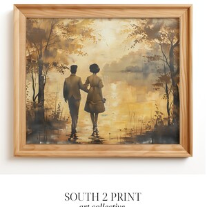 PRINTABLE Oil Painting | Antique Love | Couple Walking | Holding Hands Abstract Wall Art | Digital Download Art Print | South 2 Print Art
