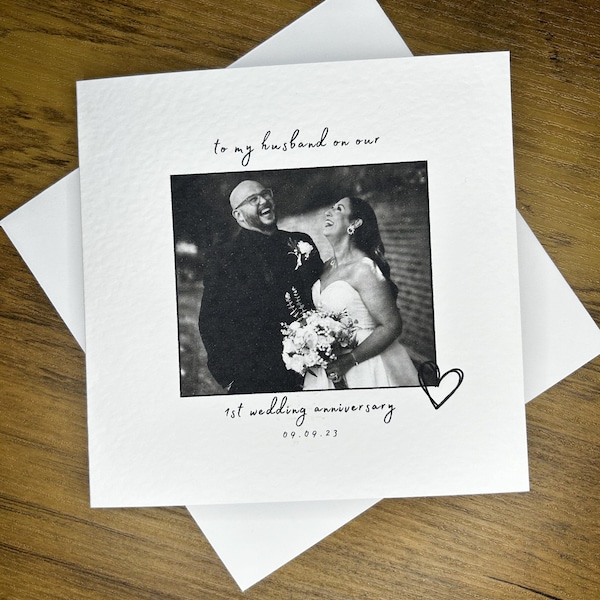 Personalised Anniversary Photo Card | Wedding Date Card  | Hubby Wife | Picture Card | Years Together As Mr & Mrs | Card For Husband Wife |