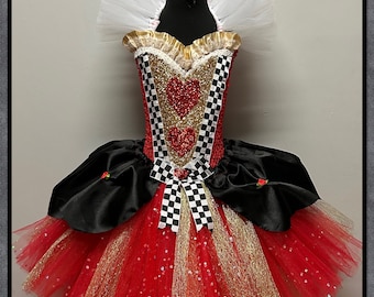 Girls Queen of hearts Alice in wonderland tutu dress book day costume tutu outfit