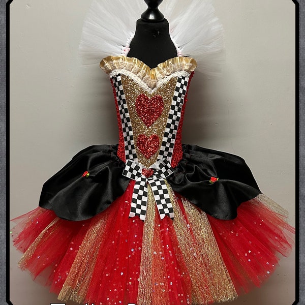 Girls Queen of hearts Alice in wonderland tutu dress book day costume tutu outfit