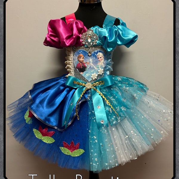 Girls Princess Elsa and Anna Frozen ballgown birthday party  tutu dress book day costume tutu outfit