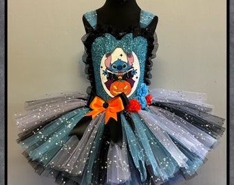 Girls Stitch dress Halloween pumpkin party tutu dress book day costume tutu outfit