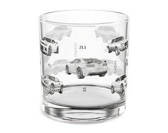 Iconic Camaro Whiskey Glass | 10 oz | Classic Car Lover’s Gift | Chevy Camaro History | Gift Idea | Birthday, Christmas, Anniversary
