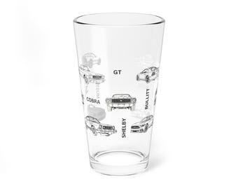 Mustangs Pint Glass | 16 oz | Classic Car Lover’s Gift | Ford Mustang History | Gift for any Car Enthusiast | Gift for Him or Her