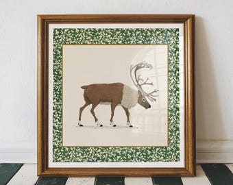 Deer Art Print, Stag Illustration Wall Art, Vintage Woodland Animal Print, Cottagecore Wall Decor, Digital Downloadable