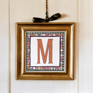 Tryck av initial M-initial, väggkonst för barnrum, present till nyfödd, personlig inredning för barnrum, digital nedladdning, personlig presentidé