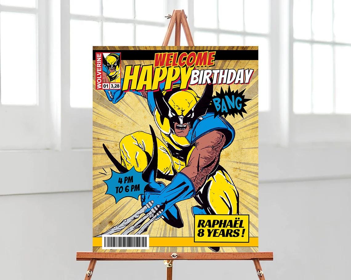 Wolverine Birthday Pack, Editable Kids Birthday Party Card Invitation ...