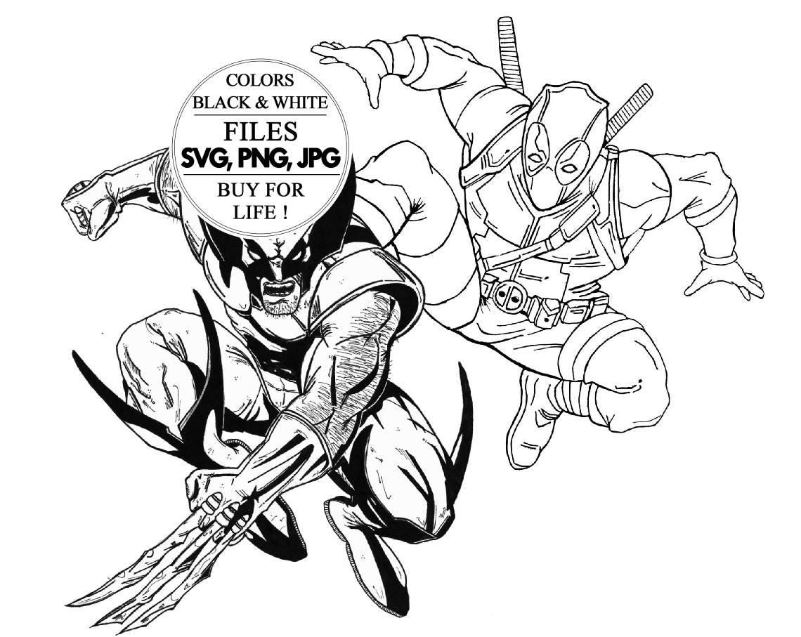 Deadpool wolverine coloring pages - Etsy België, image size:1140x907