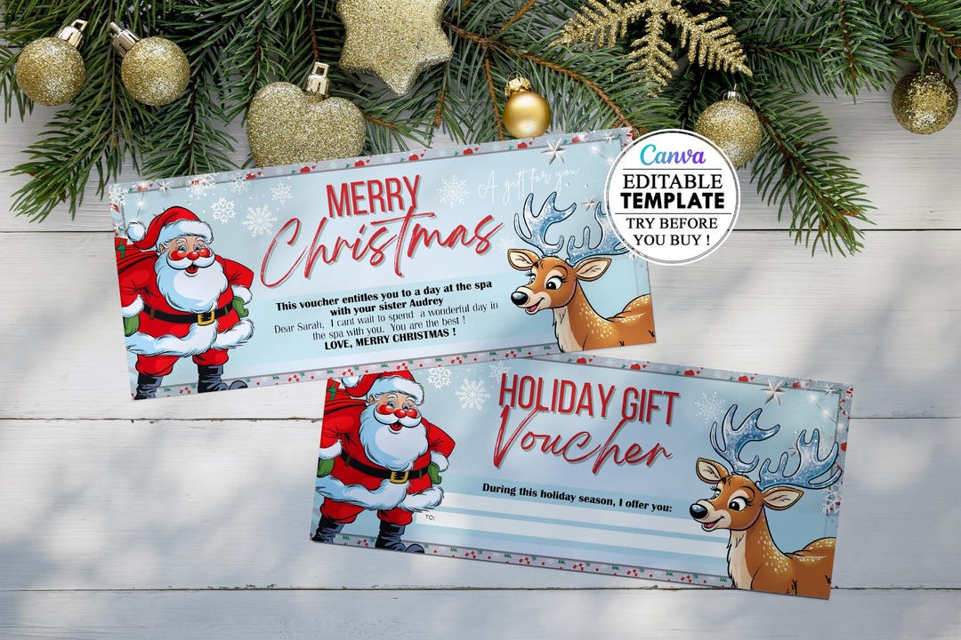 Printable Christmas Gift Voucher Template, Santa Gift Certificate ...