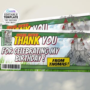 Castle Comics Birthday Card, Editable Children's Birthday Party Card Invitation Canva, Digital Download, Birthday card canva castle kids