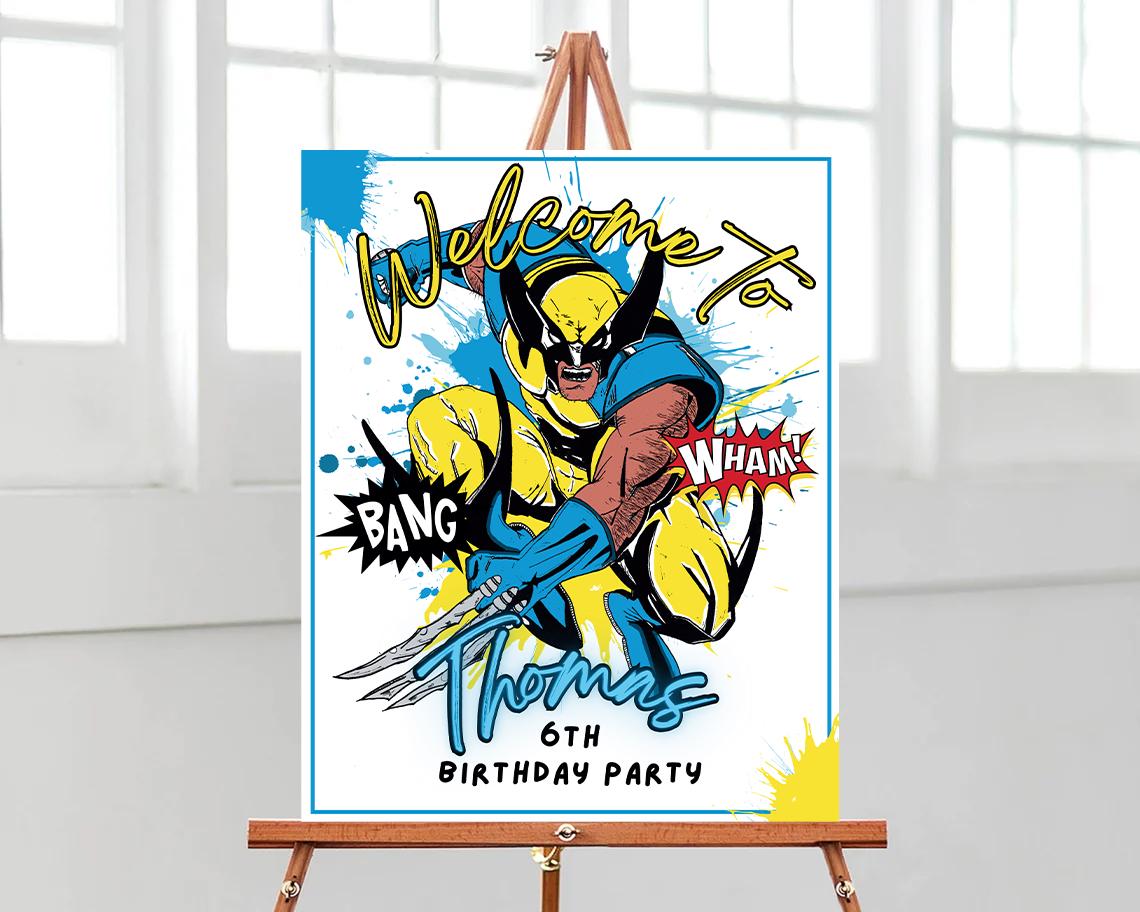 Wolverine Birthday Pack, Editable Kids Birthday Party Card Invitation ...