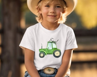 Kindershirt Gr.62-176 Trecker, Versandkostenfrei, Personalisiert, Minimalistisch, Landkinder, Dorfkinder, Shirt für Jungs, Kindergeschenk