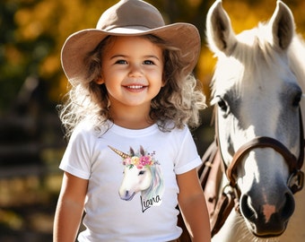 Kindershirt Gr.62-176 Einhorn, Versandkostenfrei, Personalisiert, Minimalistisch, Elegant, Aquarell, individuell, Tierliebhaber, Geschenk