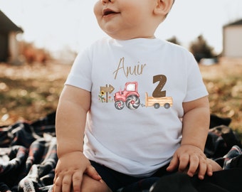 Children's shirt size 62-176 birthday child, free shipping, name freely selectable, tractor, farm, watercolor, birthday shirt, gift