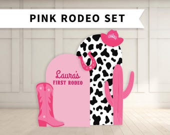 Rodeo Birthday Large Backdrop Pink Cowgirl Rodeo first birthday Backdrop Foam Board With Stands PHYSICAL PRODUCT