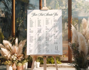Custom Wedding Seating Chart Sign: Printed Foam Board, Small Wedding