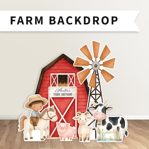 Farm Birthday Large Backdrop Farm Boy Foam Board With Stands PHYSICAL PRODUCT