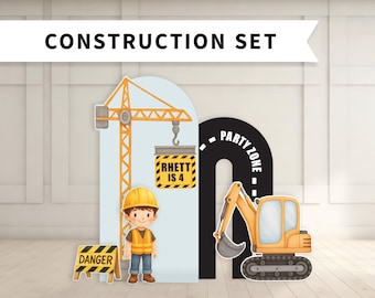 Construction Birthday Backdrop: Large Foam Board with Stands