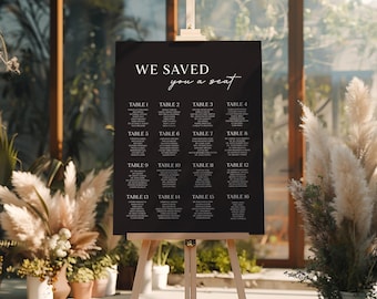 Wedding Seating Chart Sign:  PHYSICAL PRODUCT Foamboard