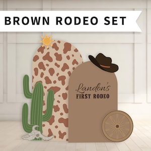 Fondo de primer cumpleaños de rodeo con soportes, temática de vaqueros