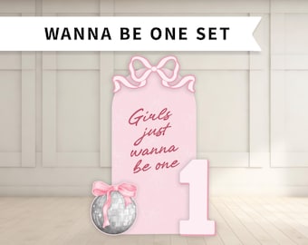 Girls Just Wanna Be One Birthday Backdrop with Cutouts: Printed Foam Board Decor