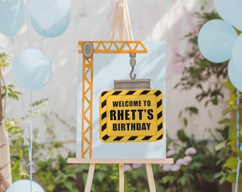 Construction Birthday Welcome Sign Foamboard PHYSICAL PRODUCT
