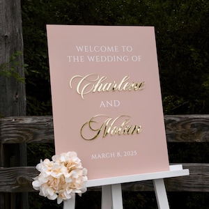 Custom Acrylic Wedding Welcome Sign: 3D Gold Lettering