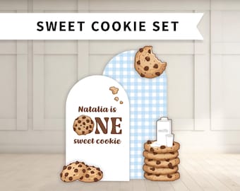 One Sweet Cookie Birthday Backdrop with Cutouts: Foam Board with Stands