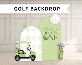 Golf hole in one Birthday Large Backdrop Golf party theme first birthday Backdrop Foam Board With Stands PHYSICAL PRODUCT