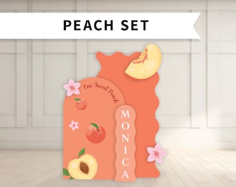 Sweet Peach Birthday Backdrop: Large Foam Board Backdrop with Stands