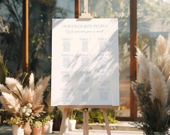 Custom Wedding Seating Chart Sign:  PHYSICAL PRODUCT Foamboard
