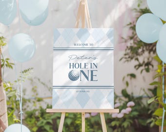 Blue Golf Birthday Welcome Sign Foamboard PHYSICAL PRODUCT