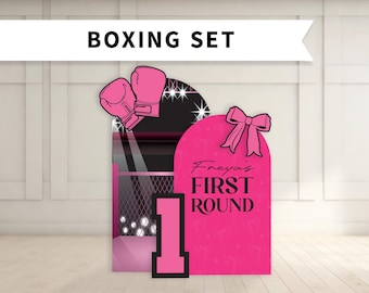 Boxing Birthday Backdrop with Cutouts: Foam Board with Stands