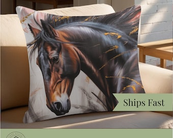 Western Horse Throw Pillow Elegant Rustic Accent for Cowgirl Living Room or Equestrian Style Decor