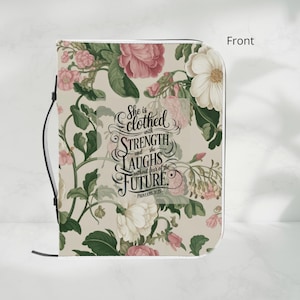 Floral Bible Verse Bible Cover - Easter Gift, Mother&#39;s Day Gift, Book Protector, Religious Gift, Christian Gift, Custom Bible Sleeve