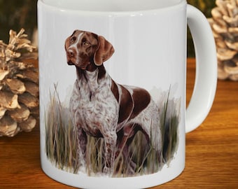Jagdhund Kaffeebecher für Papa Deutsch Kurzhaar Zeiger Geschenk für Hundeliebhaber 15 Unzen GSP Cup für Jäger Naturliebhaber und Tierbesitzer
