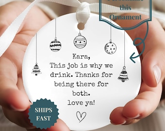 Adorno navideño divertido para amigos del trabajo, regalo para compañeros de trabajo, apoyo, agradecimiento, humor de oficina, decoración de árbol.