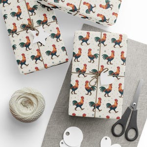 Uroczy papier pakowy Rooster na każdą okazję, papier do pakowania prezentów, wystrój domu wiejskiego, opakowania świąteczne, artykuły imprezowe, papier przyjazny dla środowiska