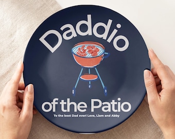 Funny Dad BBQ Plate, Father's Day Gift, King of the Grill, Personalized Grill Plate, Outdoor Cooking Gift, Patio Master
