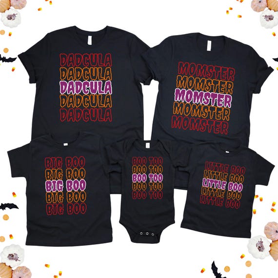 Halloween Family Matching Shirts Gift Set Spooky Family Costume for Mom Dad Kids Baby Toddler Halloween Party Trick or Treat Tee