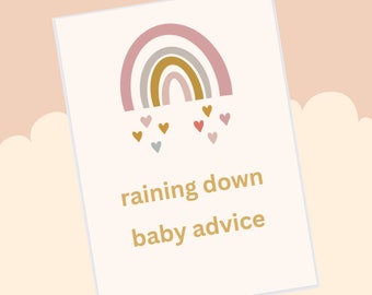 Baby shower card, baby shower game, baby advice