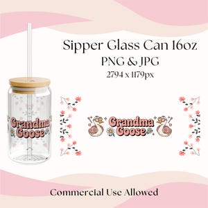 Envoltorio de vidrio para abuela primeriza (16 oz, PNG), idea de regalo divertida de vaso de ganso para el Día de la Madre, sorpresa de convertirse en abuela, taza de cumpleaños para abuela
