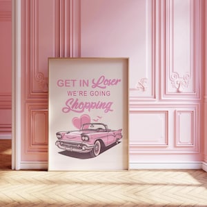 Pink Trendy Shopping Poster – Digital Download – | Cute Shopping Poster | Retro Wall Art | Aesthetic Girly Pink Print | Preppy Y2k Decor